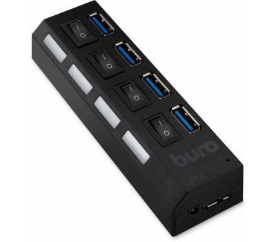 HAMA Buro BU-HUB4-U3.0-L Разветвитель USB 3.0 4порт. черный (389737)