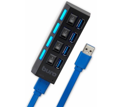 HAMA Buro BU-HUB4-U3.0-L Разветвитель USB 3.0 4порт. черный (389737)
