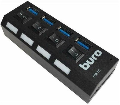 HAMA Buro BU-HUB4-U3.0-L Разветвитель USB 3.0 4порт. черный (389737)