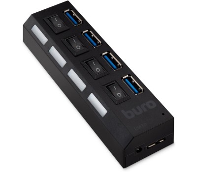 HAMA Buro BU-HUB4-U3.0-L Разветвитель USB 3.0 4порт. черный (389737)