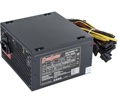 Exegate EX221639RUS-PC Блок питания 600W ExeGate 600NPXE (ATX, PPFC, PC, 12cm fan, 24pin, (4+4)pin, PCIe, 4xSATA, 3xIDE, black, кабель 220V в комплекте)