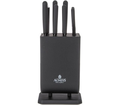 Набор ножей AGNESS НАБОР НОЖЕЙ С НОЖНИЦАМИ И МУСАТОМ НА ПЛАСТИКОВОЙ ПОДСТАВКЕ, 8 ПРЕДМЕТОВ 911-741