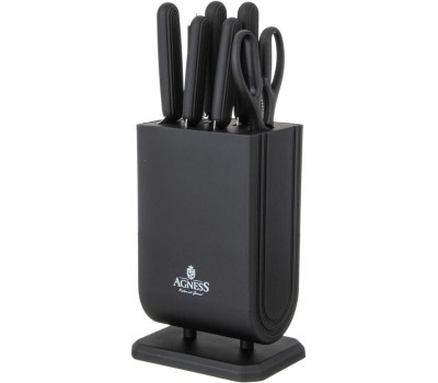 Набор ножей AGNESS НАБОР НОЖЕЙ С НОЖНИЦАМИ И МУСАТОМ НА ПЛАСТИКОВОЙ ПОДСТАВКЕ, 8 ПРЕДМЕТОВ 911-741