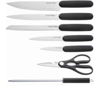 Набор ножей AGNESS НАБОР НОЖЕЙ С НОЖНИЦАМИ И МУСАТОМ НА ПЛАСТИКОВОЙ ПОДСТАВКЕ, 8 ПРЕДМЕТОВ 911-741