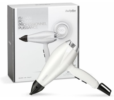 Фен BABYLISS Фен 6704WE, 2000Вт, белый и серебристый