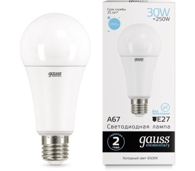 GAUSS Лампа LED E27, груша, 30Вт, A67, одна шт. [73239]
