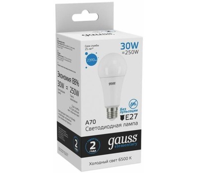 GAUSS Лампа LED E27, груша, 30Вт, A67, одна шт. [73239]
