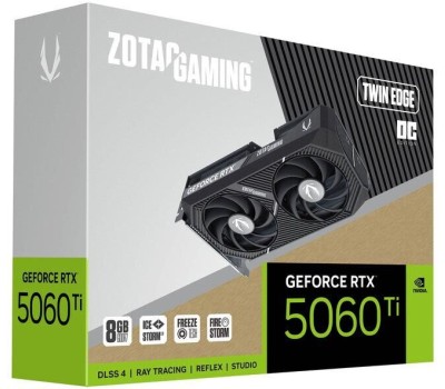 Видеокарта ZOTAC Видеокарта RTX5060Ti TWIN EDGE OC 8GB GDDR7 128bit 3xDP HDMI 2FAN MEDIUM PACK