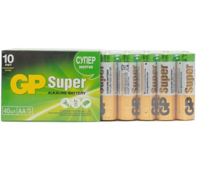 GP Алкалиновые батарейки Super Alkaline 15А АA - 40 шт. в пленке