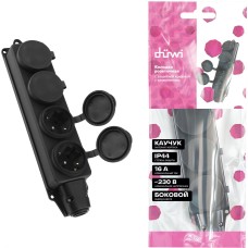 Колодка DUWI (27463 6) Колодка каучуковая, 4 гнезда, с заземлением, с защитной крышкой