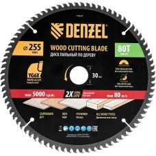 DENZEL Пильный диск по дереву ф255 х 30 мм, 80 зубьев 733637