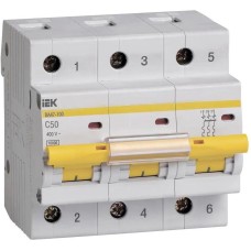 IEK Автоматический выключатель (MVA40-3-050-C) 50A тип C 10кА 3П 400В 4.5 модуля белый (упак.:1шт)
