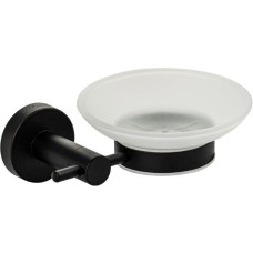 GFmark - Мыльница стеклянная с креплением к стене, из нержавеющей стали, на круглом основании, цвет ЧЁРНЫЙ. 82004
