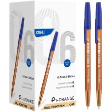 DELI Ручка шариков. P1 (EQ6T) оранжевый/синий d=0.7мм син. черн. карт.уп