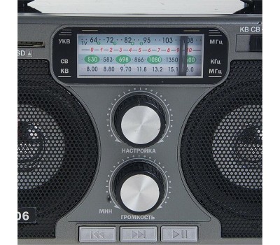 Радиоприемник БЗРП РП-306 УКВ 64-108МГц, бат. 4*R20, 220V, USB/SD, 2 динамика