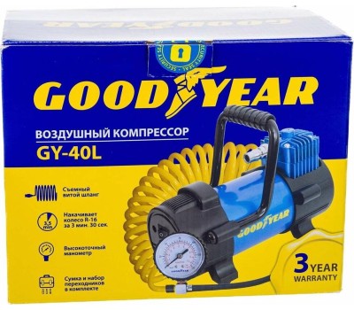 Авто-компрессор GOODYEAR GY000111 GY-40L 40 л/мин со съемной ручкой