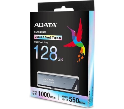 Флешка A-DATA Флешка USB (Type-C) UE800 128ГБ, USB3.2, серебристый [aeli-ue800-128g-csg]
