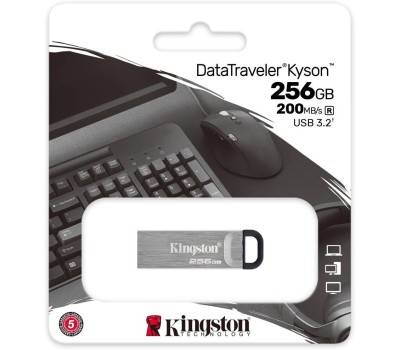 Флешка KINGSTON Флешка USB DataTraveler Kyson 256ГБ, USB3.2, серебристый и черный [dtkn/256gb]