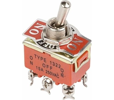 REXANT Тумблер 250В 15А (6c) вкл-выкл-вкл двухполюсный (KN-203) (в упак. 1шт.)