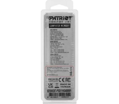 Оперативная память PATRIOT Оперативная память Signature PSD516G520081 DDR5 - 1x 16ГБ 5200МГц, DIMM, Ret