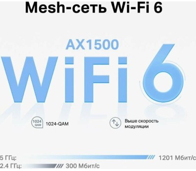 TP-LINK Бесшовный Mesh роутер Deco X10, Wi-Fi 6, AX1500, 2.4/5ГГц, 2 WAN/LAN, белый [deco x10(1-pack)]