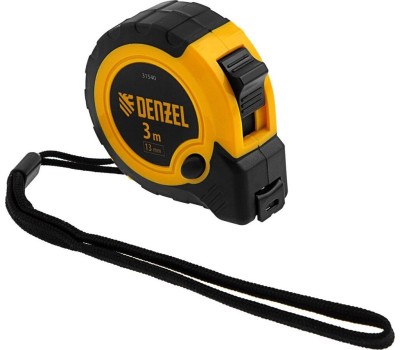 Рулетка DENZEL Рулетка 3м х 13мм, двухкомп. корпус, кнопка-пауза 31540