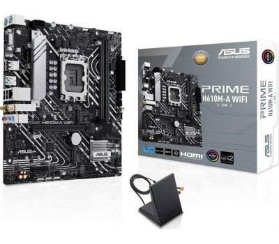 Материнская плата ASUS PRIME H610M-A WIFI (Socket 1700, mATX, 2xDDR5(96GB), VGA/DP/HDMI, 1xPCIe 4.0x16/1xPCIe 3.0, 1xLAN, Wi-Fi, BT, 4xSATA 6Gb/s, 2xM.2, 1xUSB 3.2, 4xUSB 2.0, 2xPS/2)