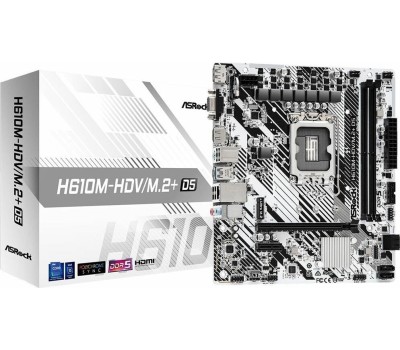 Материнская плата ASROCK H610M-HDV/M.2+ D5 {LGA 1700, Intel H610, mATX} RTL