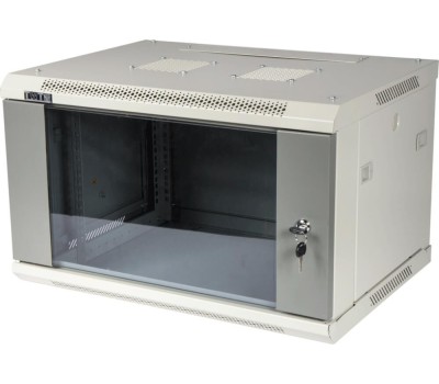 LANMASTER Шкаф коммутационный TWT-CBWPG-12U-6X6-GY настенный, стеклянная передняя дверь, 12U, 600x600 мм