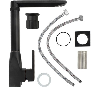 BRIMIX - Смеситель для кухни , боковой, Г- образный излив , из алюминия, шаровый , цвет ЧЕРНЫЙ . 82209