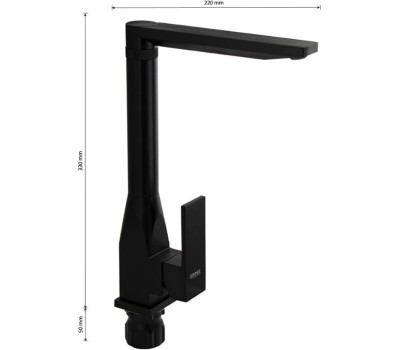 BRIMIX - Смеситель для кухни , боковой, Г- образный излив , из алюминия, шаровый , цвет ЧЕРНЫЙ . 82209