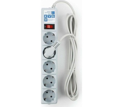 Сетевой фильтр POWER CUBE (00391) SPG-B-10 , 5роз - 3м - серый