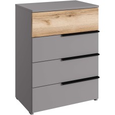 Модульная мебель МЕБЕЛЬ-КОМПЛЕКС ЙОРК Комод 4Я Серый шифер/Дуб Делано