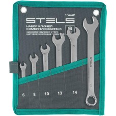 STELS Набор ключей комбинированных 6-17 мм, 6 шт., CrV, матовый хром 15442