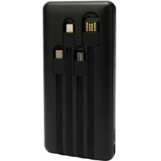 Gembird Портативный аккумулятор, 10000мАч, 2A, 4 встр.кабеля, черный (GPB-10C)
