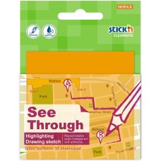 STICK`N Блок самоклеящийся пластиковый Clearnote 21710 76x76мм 50лист. неон оранжевый прозрачный