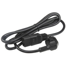 HYPERLINE Сетевой кабель PWC-IEC19-SHM-1.8-BK питания (Schuko+C19) (3x1.5), 16A, угловая вилка, 1.8м, цвет черный (ПВС-АП-3*1,5-250-S22C19-16-1,8 ГОСТ 28244-96, ГОСТ 30851.1-2002 (МЭК 60320-1:1994))