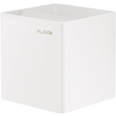 DELI Подставка ENS011WHITE Nusign 2отд. для письменных принадлежностей 84х84х86мм белый пластик