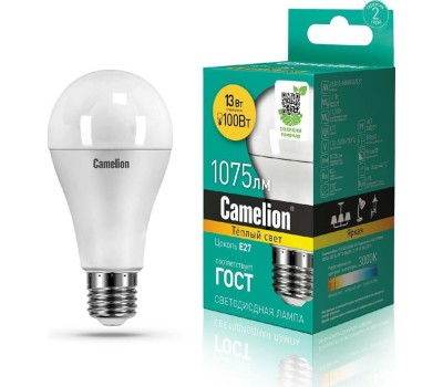 Лампа светодиодная CAMELION (12045) LED13-A60/830/E27
