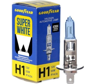Лампа галогенная GOODYEAR GY011126 лампа галогенная автомобильная Н1 12V 55W P145s Super White