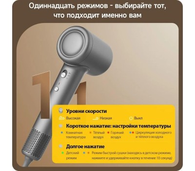 Фен DEERMA DEM-CF51W высокоскоростной (темно-серый)