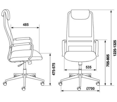 БЮРОКРАТ Кресло руководителя KB-9N, на колесиках, сетка/ткань, серый [kb-9n/dg/tw-12]