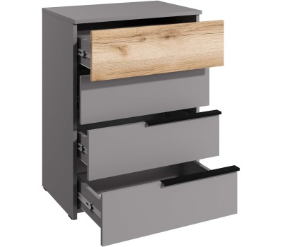Модульная мебель МЕБЕЛЬ-КОМПЛЕКС ЙОРК Комод 4Я Серый шифер/Дуб Делано