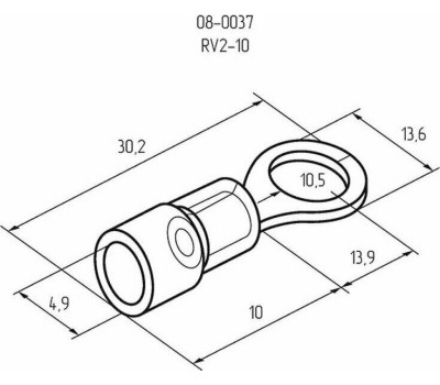 Наконечник REXANT Наконечник кольцевой изолированный ø 10.5 мм 1.5-2.5 мм² (НКи 2.5-10) синий