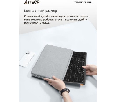 A4TECH Клавиатура Fstyler FBX51C, беспроводная, USB, Bluetooth/Радиоканал, ножничная, серый [fbx51c grey]