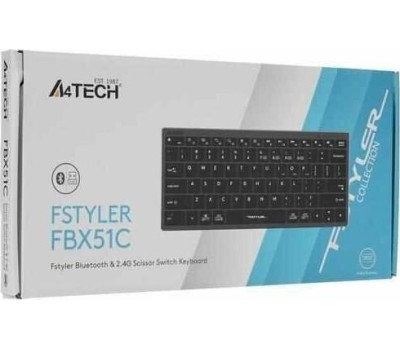 A4TECH Клавиатура Fstyler FBX51C, беспроводная, USB, Bluetooth/Радиоканал, ножничная, серый [fbx51c grey]
