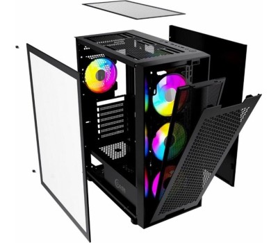 Powercase Alisio Micro X4B V2, Tempered Glass, 4х 120mm ARGB fans, ARGB HUB, чёрный, mATX (CAMCXB-A4)