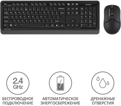 A4TECH A-4Tech Клавиатура + мышь Fstyler FG1012 клав:черный/серый мышь:черный USB беспроводная Multimedia [1599033]