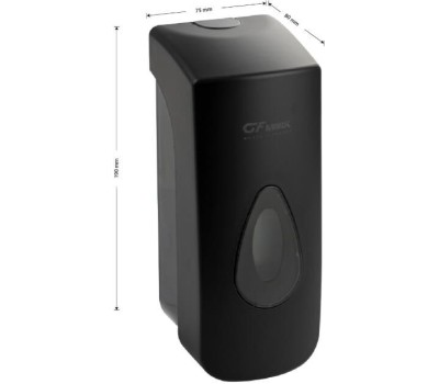 GFmark - Дозатор жидкого МЫЛА, пластиковый, черный, большой, с глазком - капля, 350 мл 6361