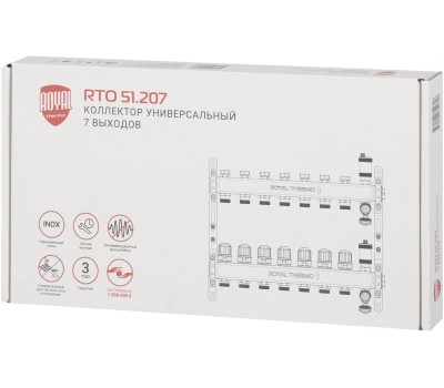 Сантехническая арматура ROYAL THERMO Коллектор нерж. в сборе универсальный 1